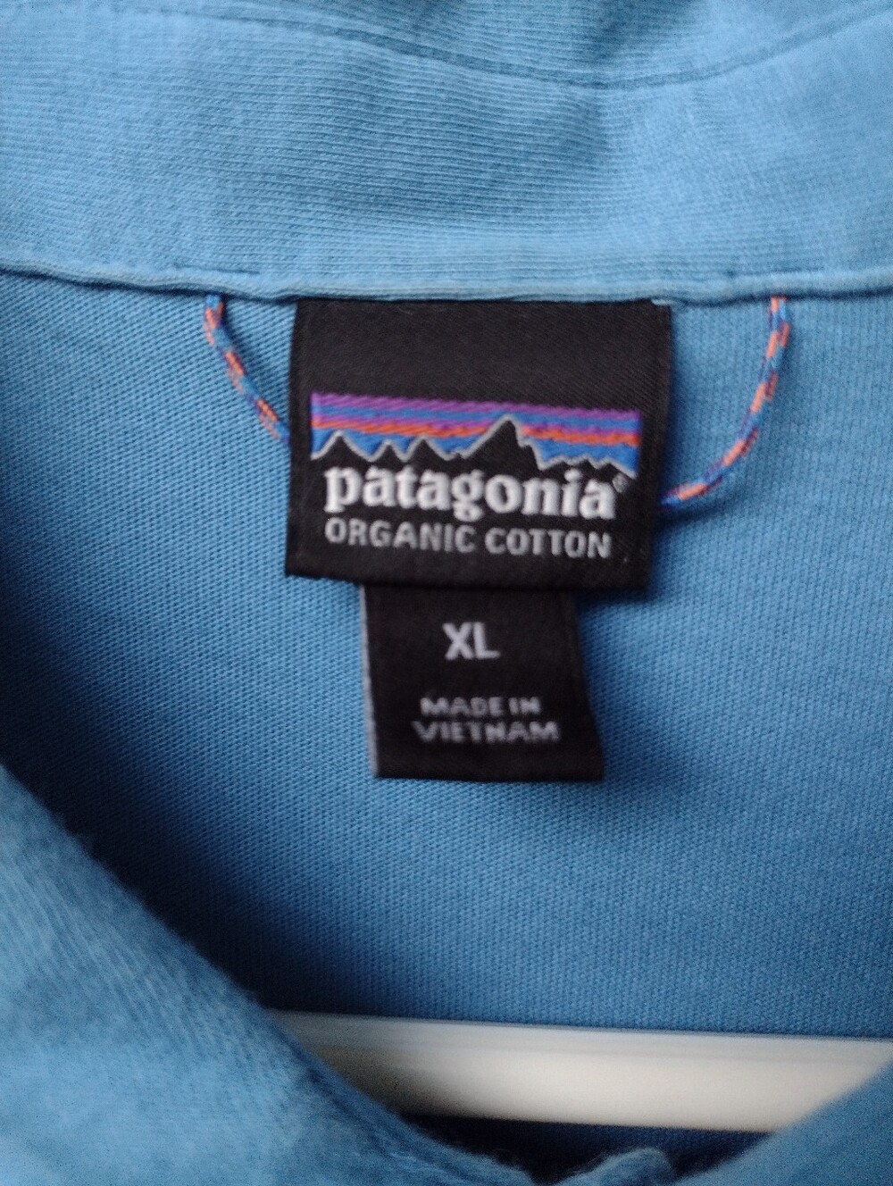 Patagonia Men's Blue Organic Cotton Short Sleeve Trout Logo Polo Shirt Size XL - Picture 3 of 6